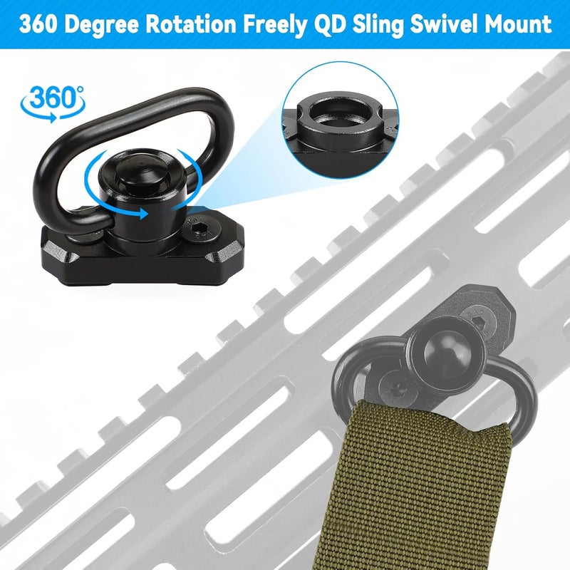 REERON Two Point Traditional QD Sling 1.25" 2 Point Sling Swivels Mounts for M-Rails - Image 4